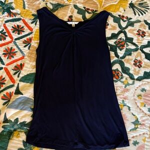 CAbi Navy Twist-Detail V-Neck Sleeveless Tank